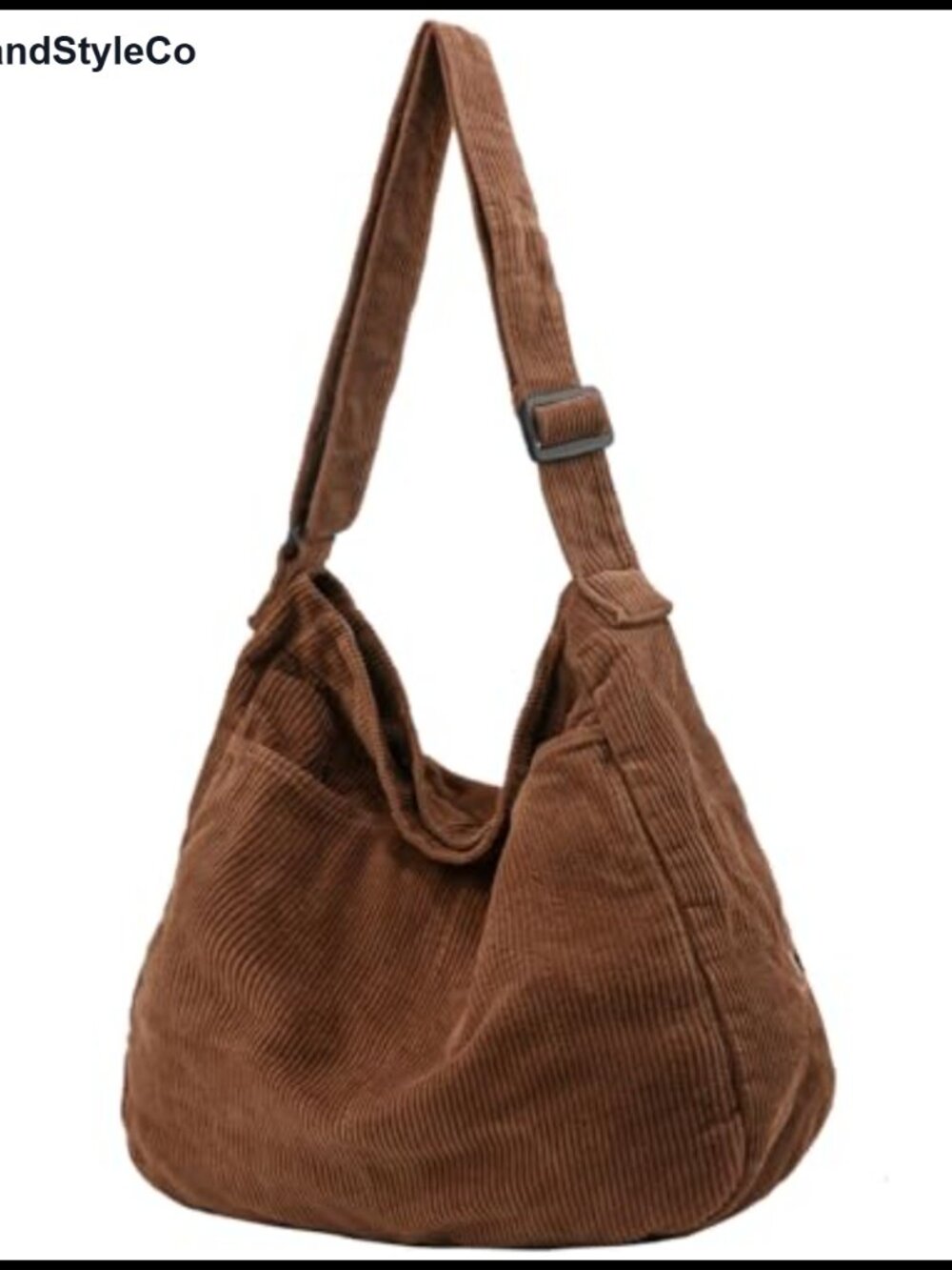 Large Canvas Corduroy Hobo Tote Bag Zipper Adjustable Strap Messenger Work